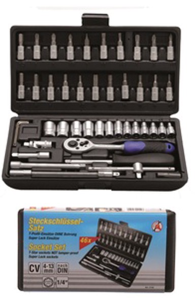 BGS Nasadni ključevi i bitovi 4–13 mm, 1/4", 46-dijelni